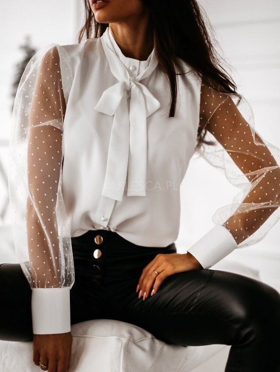 Elegant blouse for women with transparent sleeves Lune London