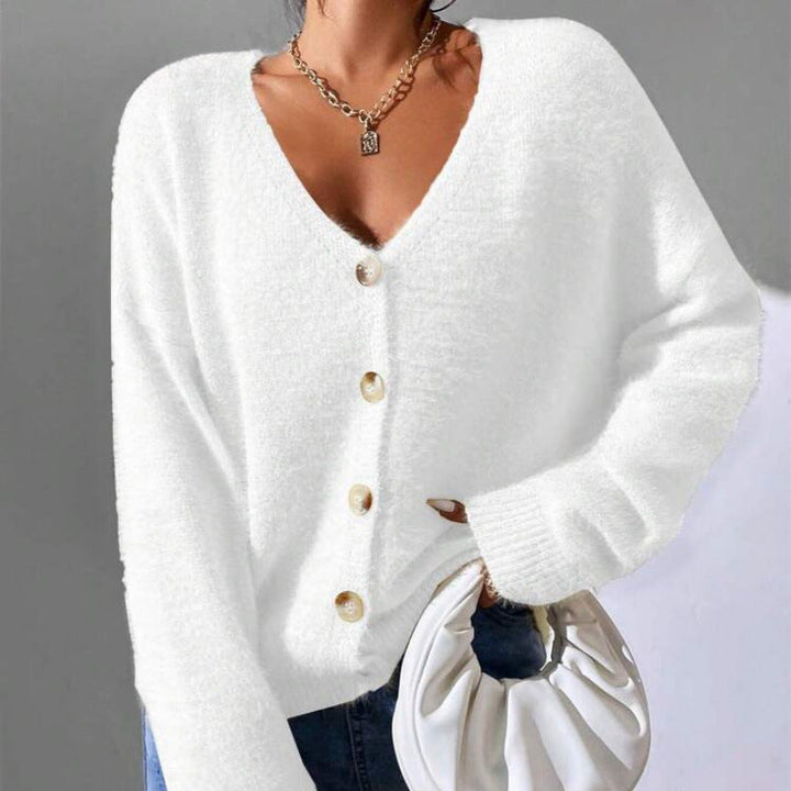 Lune London | Women's Cozy Knit Cardigan with Golden Buttons and Casual Cut