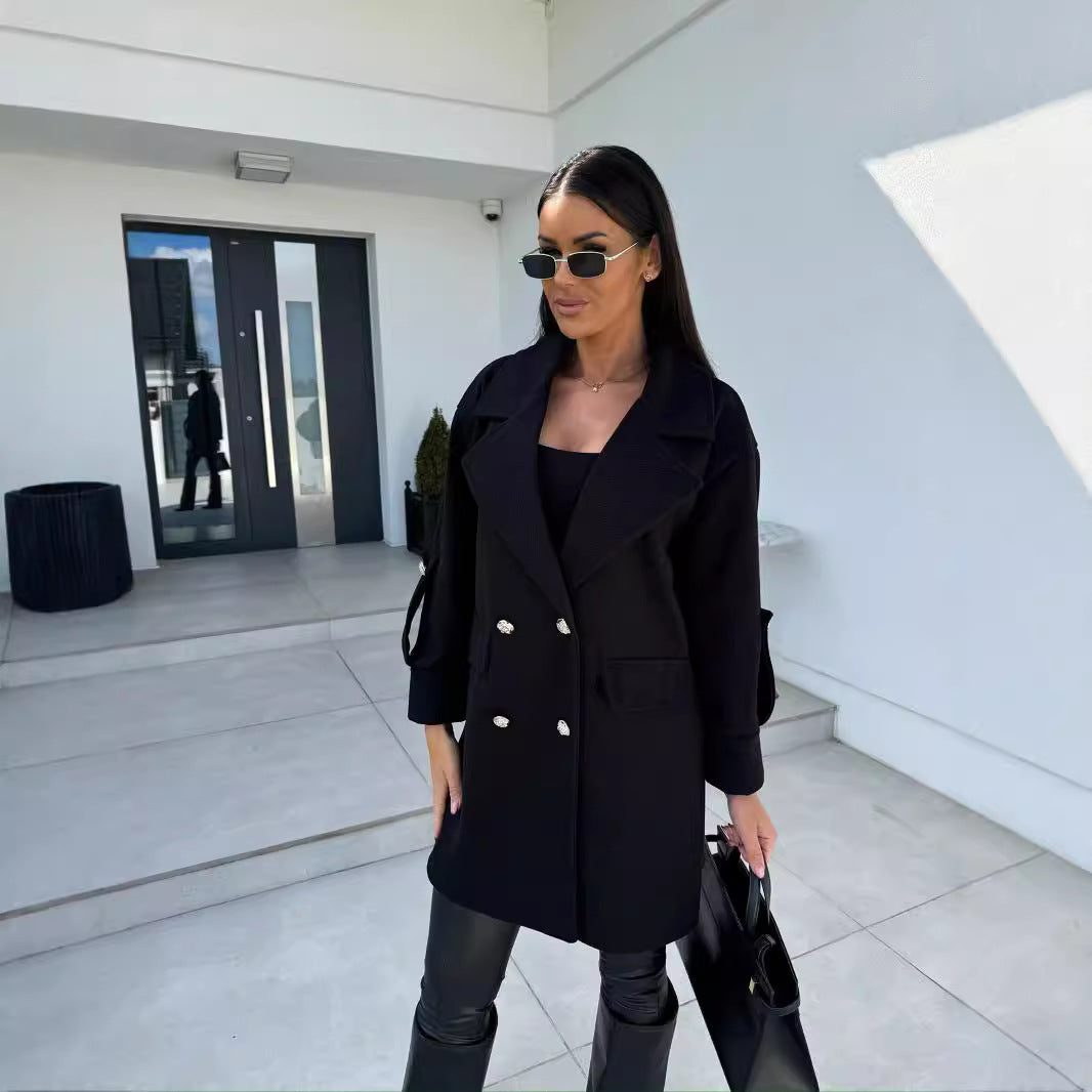 Women Double-Breasted Wool Blazer Lune London