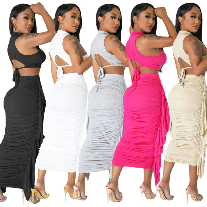 High-waisted bodycon dress and short top set for women Lune London