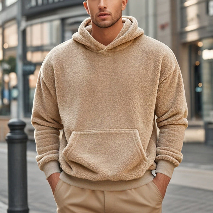 Men's Hoodie Made Of Cozy Teddy Fleece with Kangaroo Pocket and Wide Cuffs Lune London