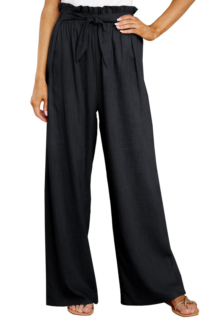 High-waisted linen pants for women with a tie belt Lune London