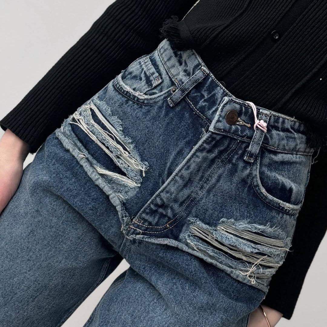 High-waisted women's jeans with wide legs and tie belt Lune London