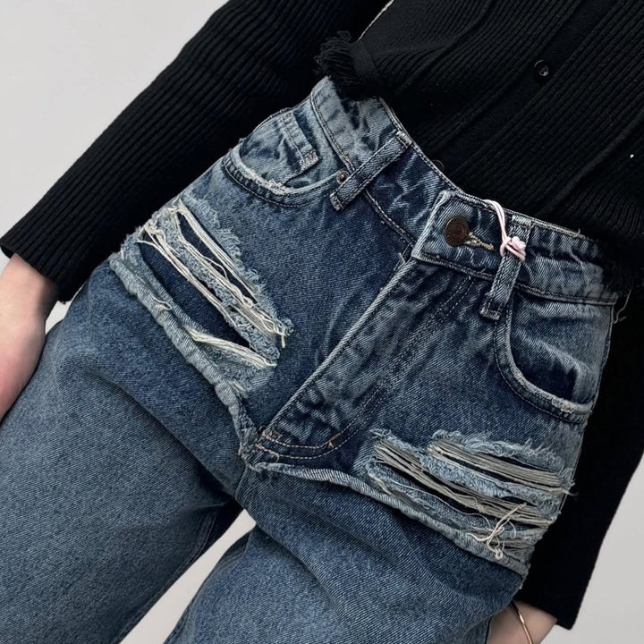 High-waisted women's jeans with wide legs and tie belt Lune London
