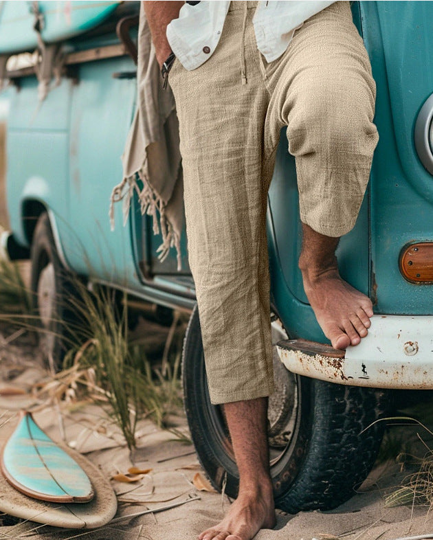Chino pants for men with a relaxed fit and elastic waistband Lune London