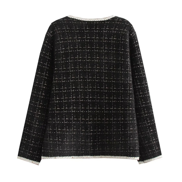 Ladies Structured Boucle Jacket with Decorative Pearls and Pockets Lune London