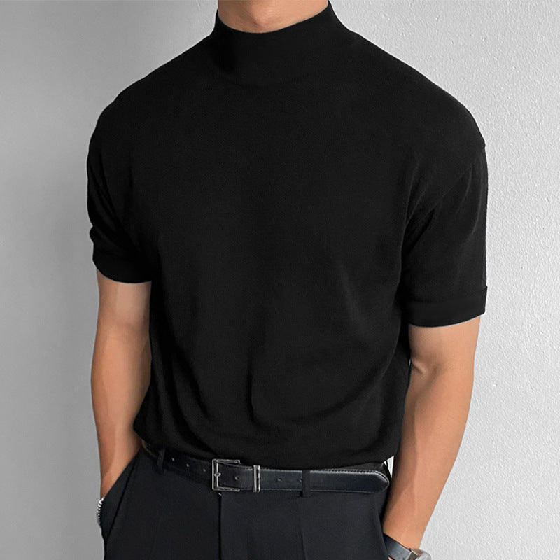 Modern men's short sleeve t-shirt with high collar and high quality material Lune London