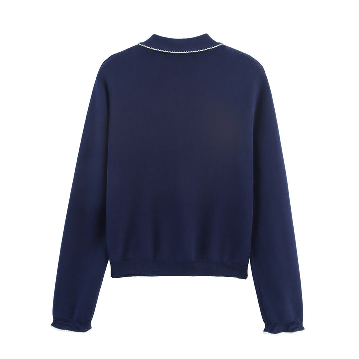 Knit jacket for women with an elegant Mao collar and fine button details Lune London