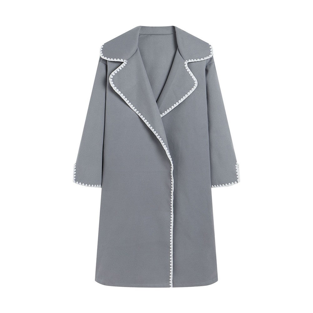 Lune London | Windbreaker - Wool texture - Plus size fit - Open front - Embroidered lapel