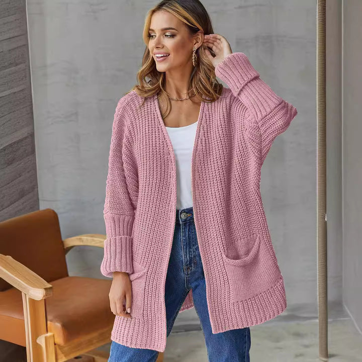 Chunky knit cardigan for women with practical pockets and oversized cut Lune London