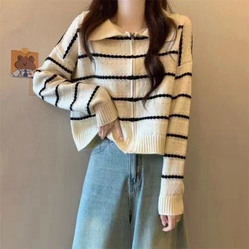 Striped knit sweater for women Lune London