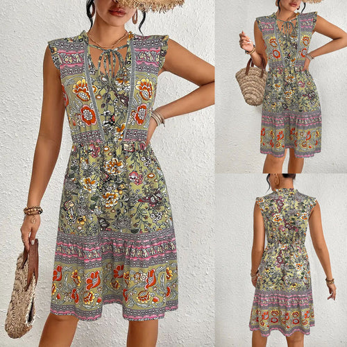 Summer midi dress for women with a playful floral pattern and a relaxed fit Lune London