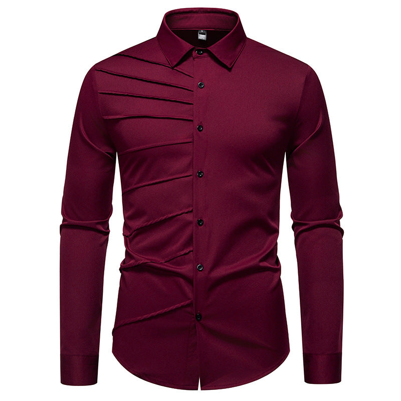 Trendy long sleeve shirt for men with an original pleat design Lune London