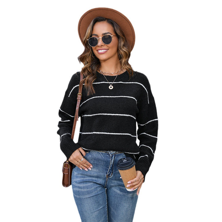 Pull en tricot confortable pour femme avec motif rayé à la mode Chic & Stil