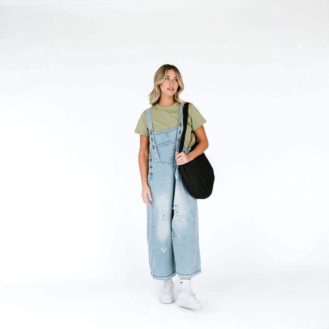 Women's Overalls with Fashionable Destroyed Details and Wide Fit Lune London