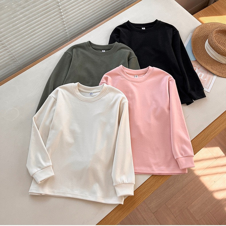Chemise longue à manches longues confortable pour femme avec col rond