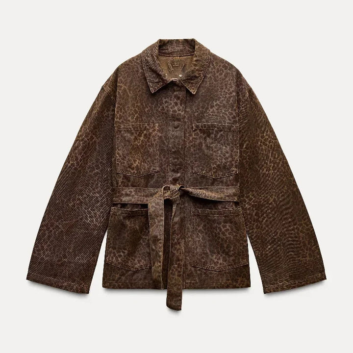 Linen blazer for women with a fitted cut and a belt Lune London