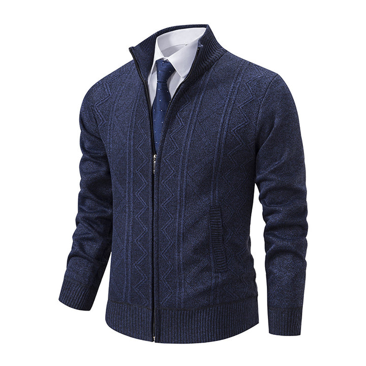 Elegant knitted jacket for men with high collar and zipper Lune London