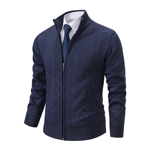 Elegant knitted jacket for men with high collar and zipper Lune London