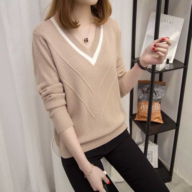Femme pull décontracté à col en V avec motif texturé Chic & Stil