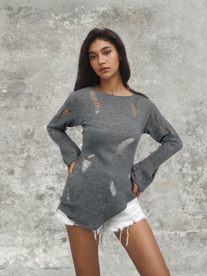 Women's knit sweater with discreet openwork pattern and relaxed fit Chic und Stil