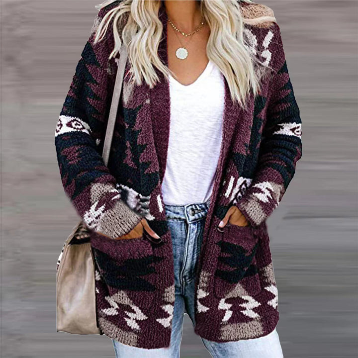 Women's knit jacket with asymmetrical pattern Lune London