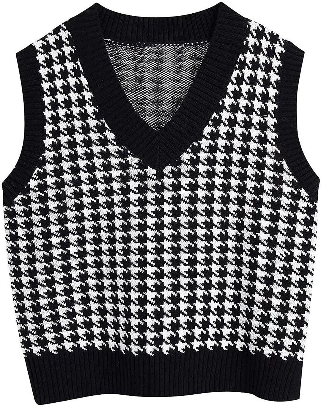 Knitted vest for women with a modern houndstooth pattern Lune London