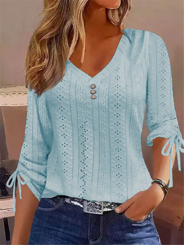 V-neck blouse for women with gathered detail Lune London