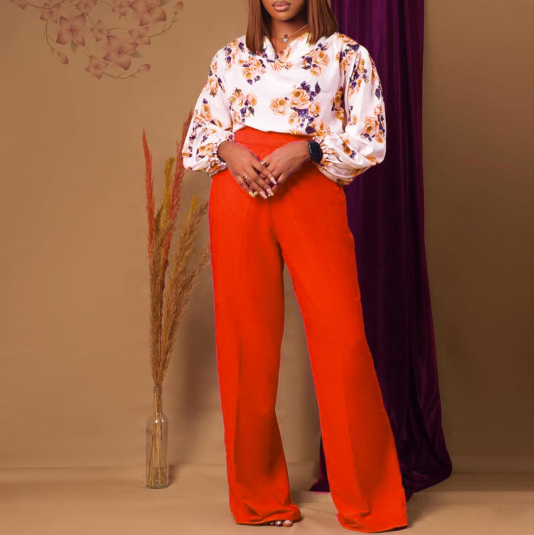 Women's jumpsuit with floral top and wide pants Lune London