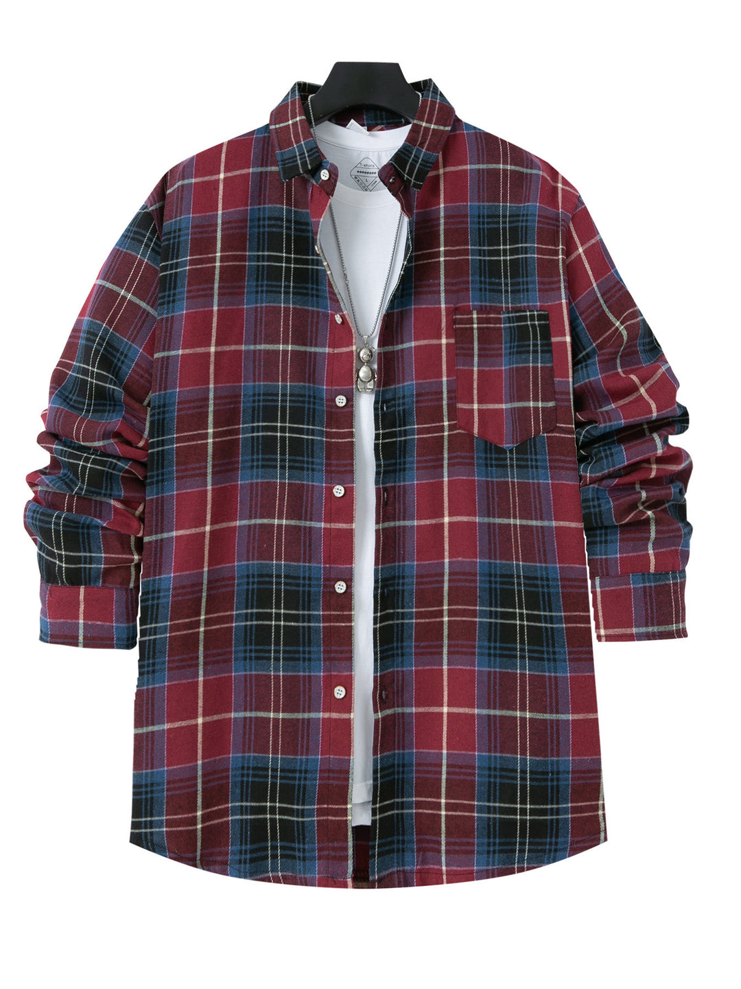 Men's patterned flannel shirt with practical chest pocket and button-down collar Lune London
