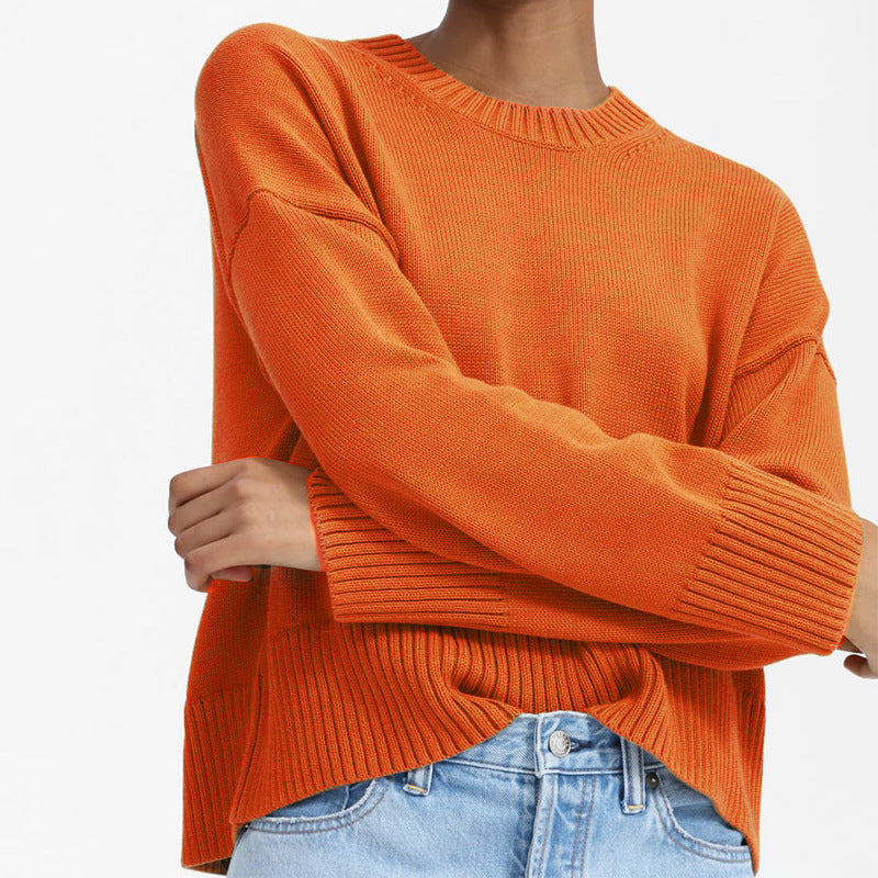 Ladies Thick Knit Sweater with Loose Fit and Casual Chic Design