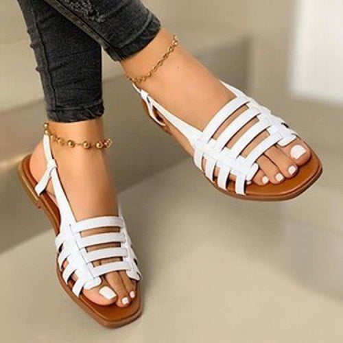 Strappy sandals for ladies with an elegant woven design and a non-slip sole Lune London