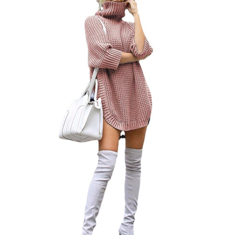 Knit dress for women with high collar and trendy oversized fit Lune London