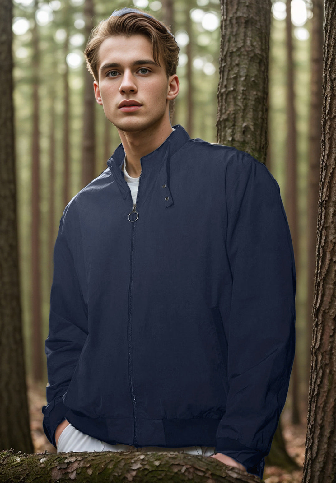 Versatile transition jacket for men with practical pockets and modern high collar Lune London