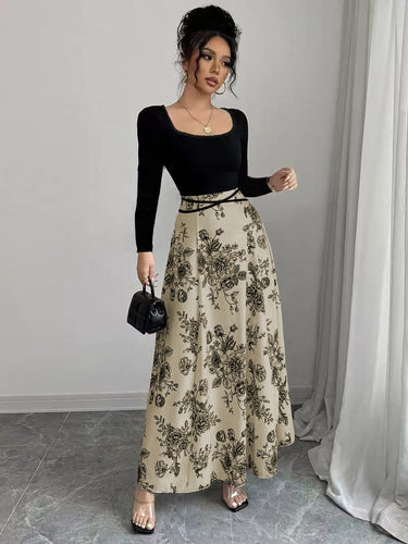 Elegant maxi dress for women with floral print and fitted cut Lune London