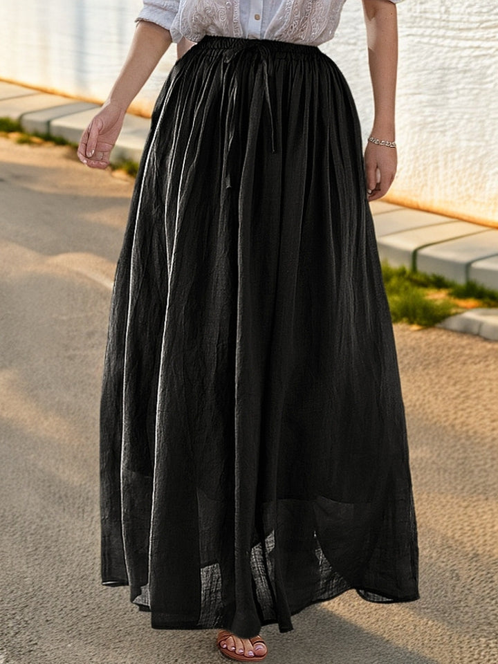 Elegant maxi skirt for women with a flowing cut and practical drawstrings Lune London