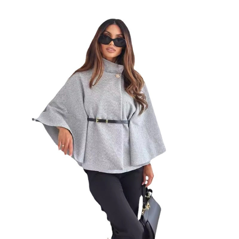 Ladies Elegant Knit Capes with Chic Belt and Style