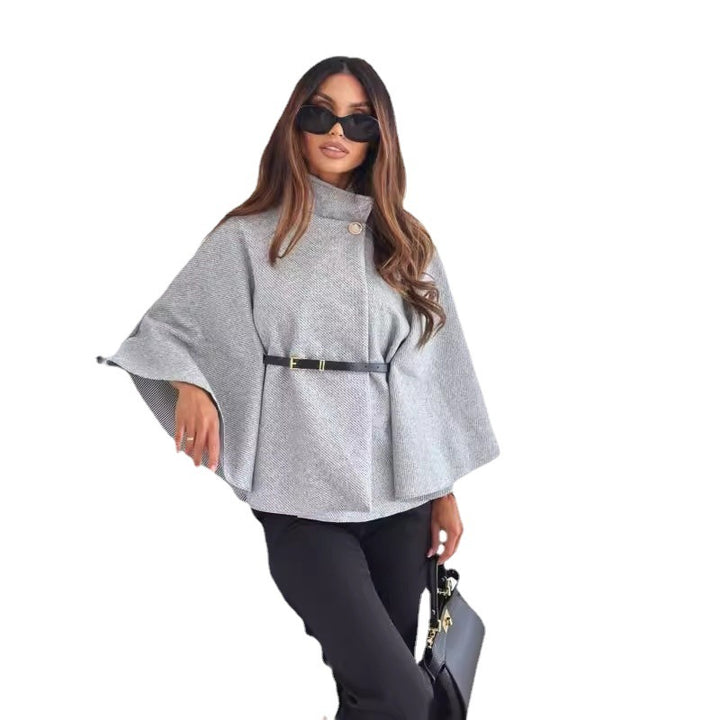 Ladies Elegant Knit Capes with Chic Belt and Style