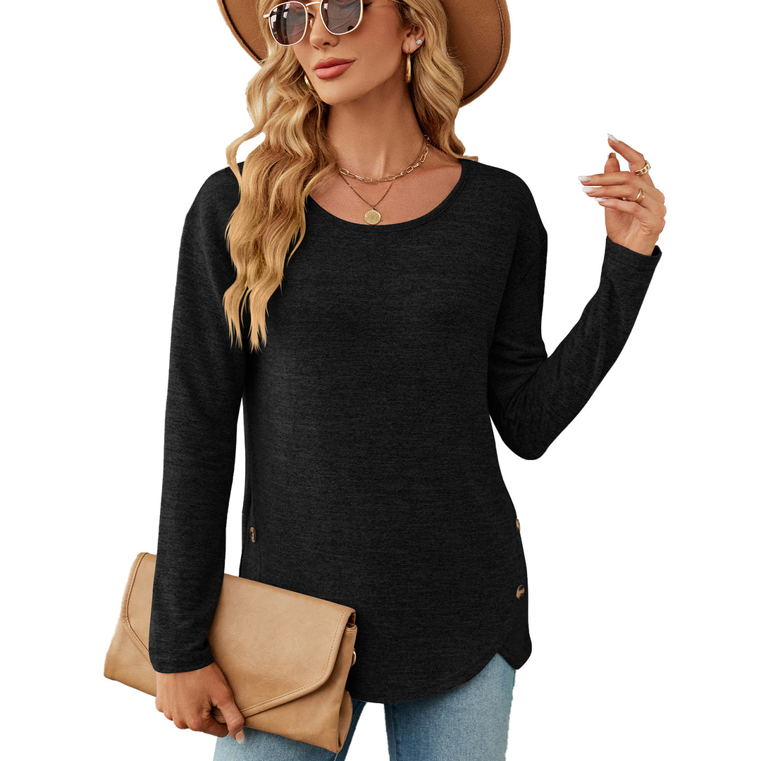 Women casual long sleeve top with modern button details Lune London