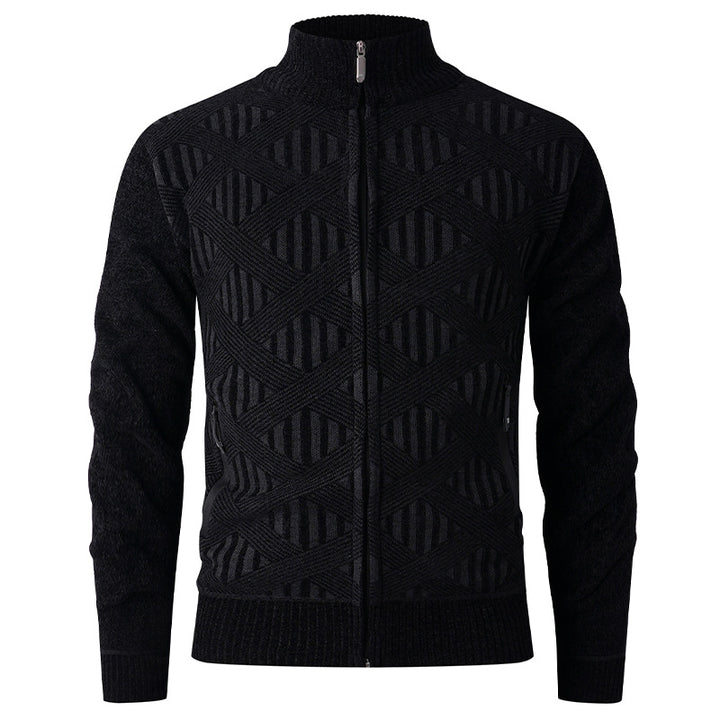 Men's knitted jacket with structured design and modern zipper Lune London