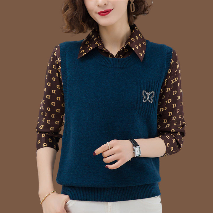 Women Fashion Knitted Vest with Decorative Butterfly Pattern Lune London