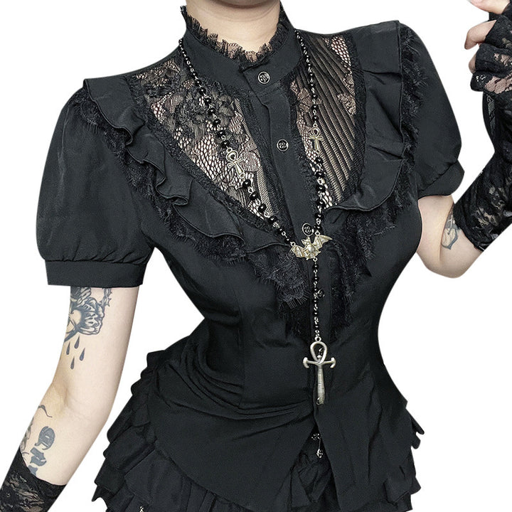 Lune London Gothic Lace Ruffled Blouse for Ladies
