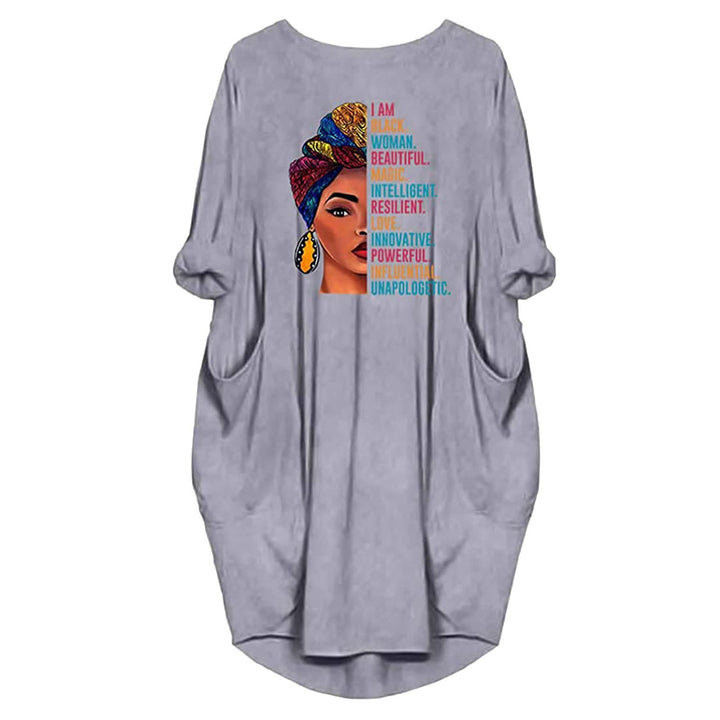 Dress for women with a relaxed fit, creative pattern and practical pockets Lune London