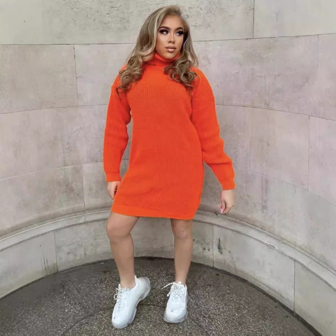 Ladies Oversized Knit Sweater with High Collar and Structured Design Lune London