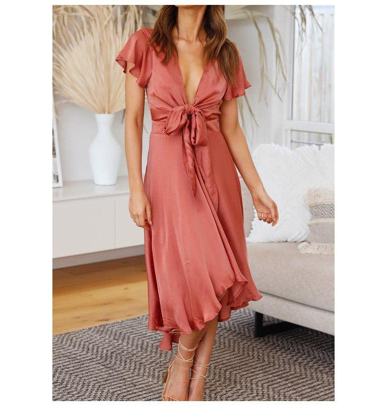 Lune London Women's Midi Tie Dress