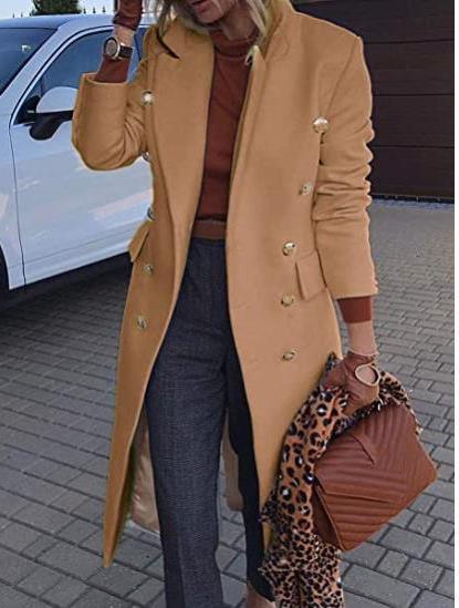 Ladies Elegant Double-Breasted Coat with Gold Buttons and Tailored Fit Lune London