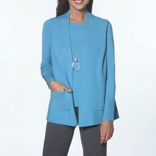 Trendy knit jacket for women with rolled collar and pockets Lune London