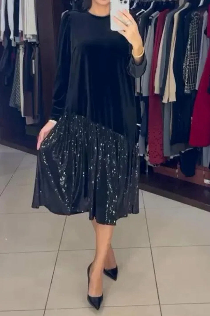 Robe de soirée élégante pour femmes avec jupe étincelante et haut doux Chic & Stil