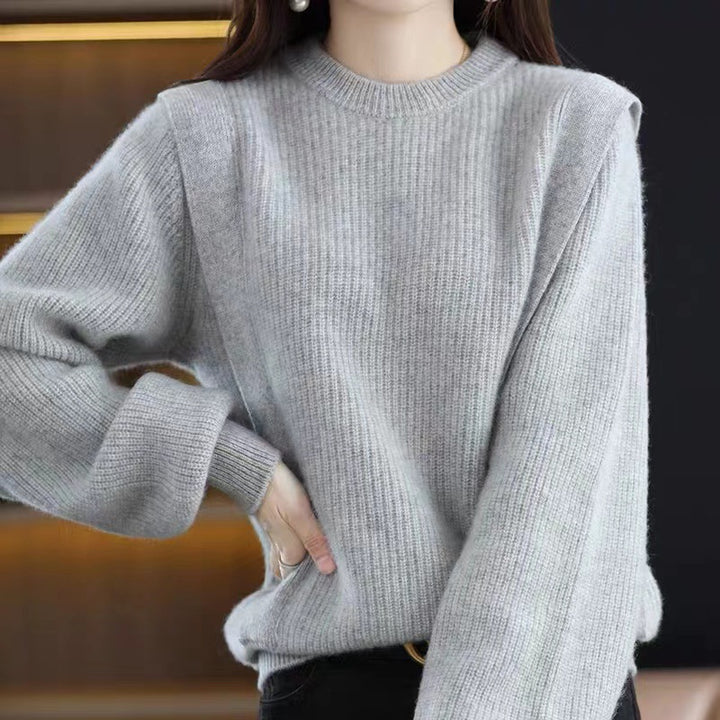 Pull femme en tricot épais avec coupe moderne et décolleté rond Chic & Stil