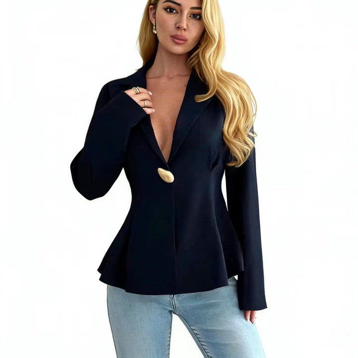 Women's Peplum Blazer with Unique Button Details Lune London